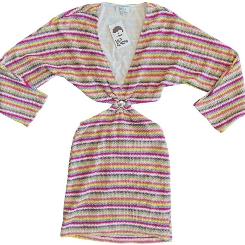 NWT ACOA Bodycon‎ Cutout Dress Womens Boho Retro Colorful Festival Mini Size S